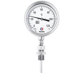 Термометры коррозионностойкие с возможностью гидрозаполнения силиконом (радиальное присоединение с резьбами ch, cb, пн)