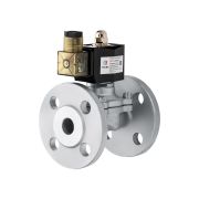 Клапан электромагнитный (соленоидный) двухходовой. Нормально закрытый НЗ. Номинальное напряжение катушки DС 24В. Ду15, присоединение - фланцевое присоединение F1/2