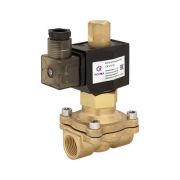 Клапан электромагнитный (соленоидный) двухходовой. Нормально открытый НО. Номинальное напряжение катушки АС 220В. Ду40, присоединение G1 1/2. Прямого действия. Корпус - латунь. Мембрана - NBR.