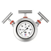 МАНОМЕТР дифференциальный, модификация 4, 90мм, Тип - ТМД-4-421Р, радиальное присоединение. 0-16kPa. Макс. статическое давление 1,6MPa. Резьба 2xM12x1,5. Класс точности 1,5. 3-вентильный блок.