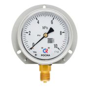 МАНОМЕТР железнодорожный двухштуцерный 100мм, Тип - ТМ2ж-520ТЭ, эксцентрическое присоединение. Задний фланец. 0-0,6MPa. Резьба 2хМ12х1,5. Класс точности 1,5.